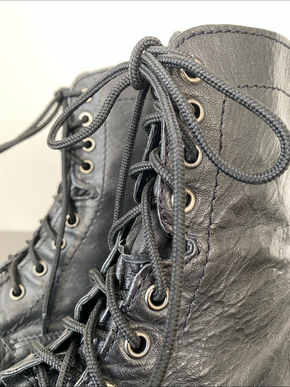 Steve Madden TROYY Black Leather Studded Lace-Up Combat Boots 9.5 D Edgy Punk - Picture 7 of 13